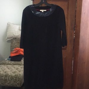 Boden black knit dress with sequined collar